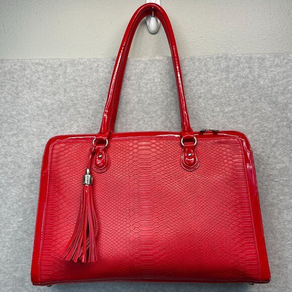 My Best Friend Is A Bag Laptop Patent Leather Snakeskin Red Large‎ - Picture 5 of 16